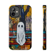 Sad Ghost on Park Bench Abstract Art Phone Case LavenderCeleste