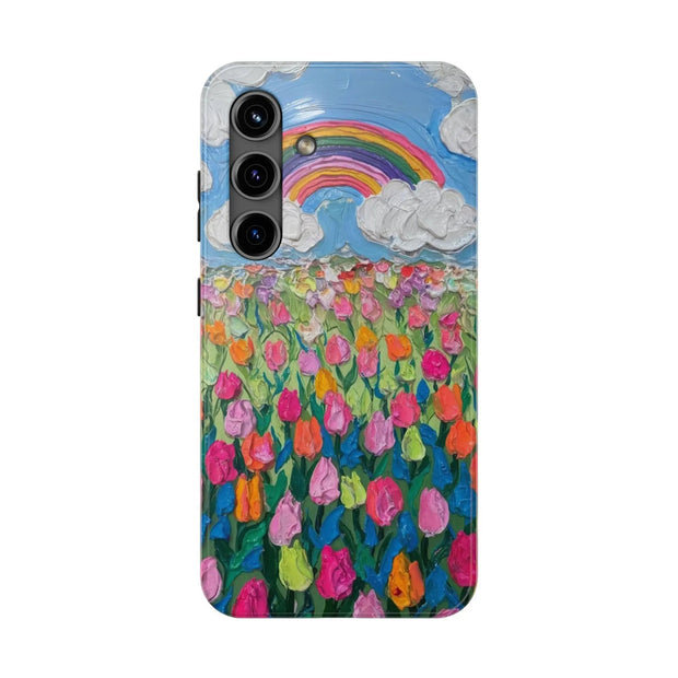 Rainbow Tulip Field Tough Phone Case LavenderCeleste