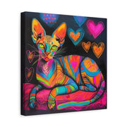 Neon Sphynx Love Pop Art Matte Canvas Wall Art LavenderCeleste