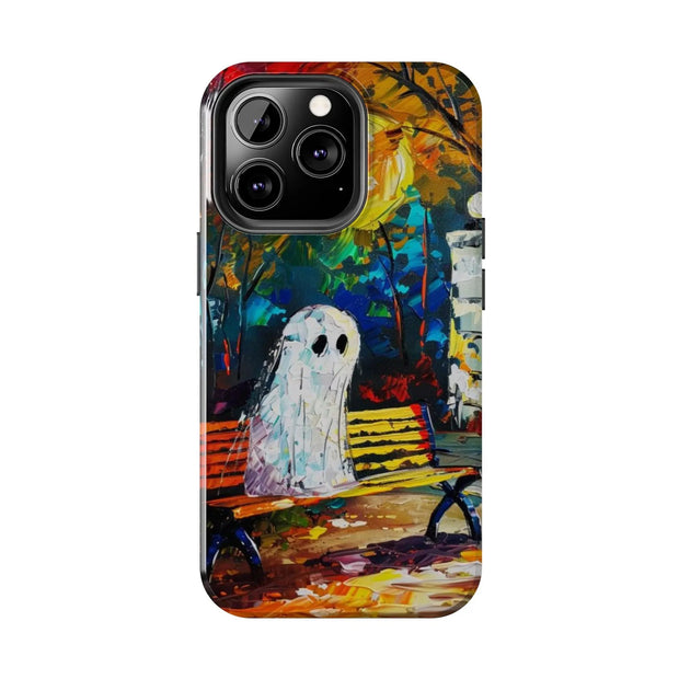 Lonely Ghost Tough Phone Case – Abstract Fall Park Bench Painting