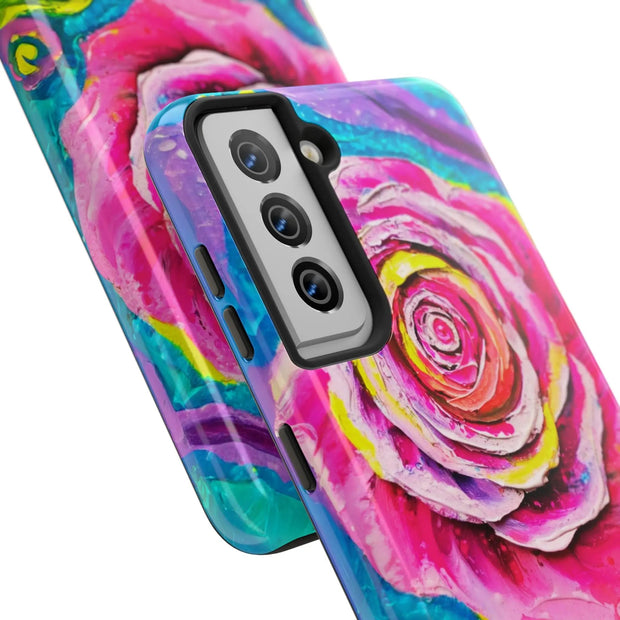 Vibrant Pink Rose Abstract Tough Phone Case LavenderCeleste