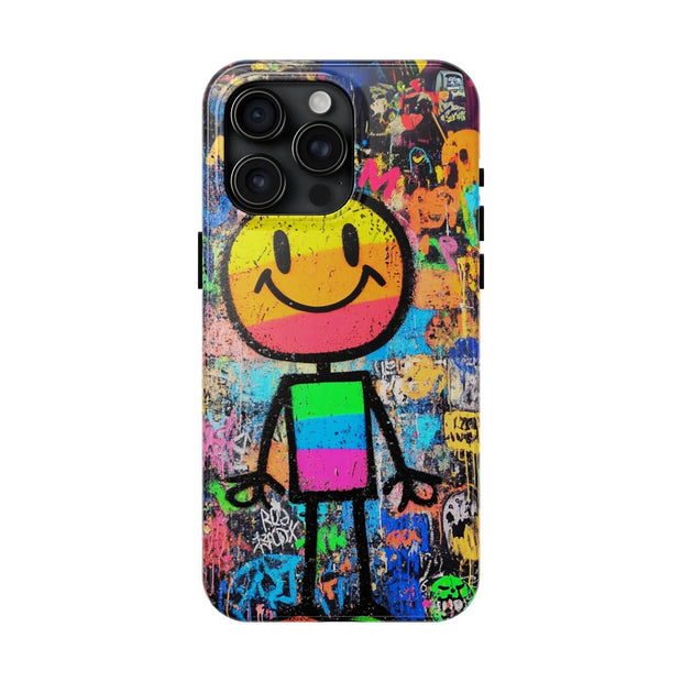 Rainbow Graffiti Smiley Tough Phone Case LavenderCeleste