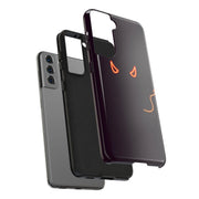 Neon Devil Eyes Tough Phone Case – Minimal Dark Glow Aesthetic LavenderCeleste