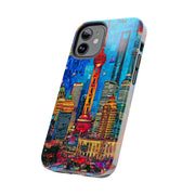 Shanghai Skyline Collage Pop Art Tough Phone Case LavenderCeleste