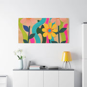 Groovy Paper Cut Flower Matte Canvas Art LavenderCeleste