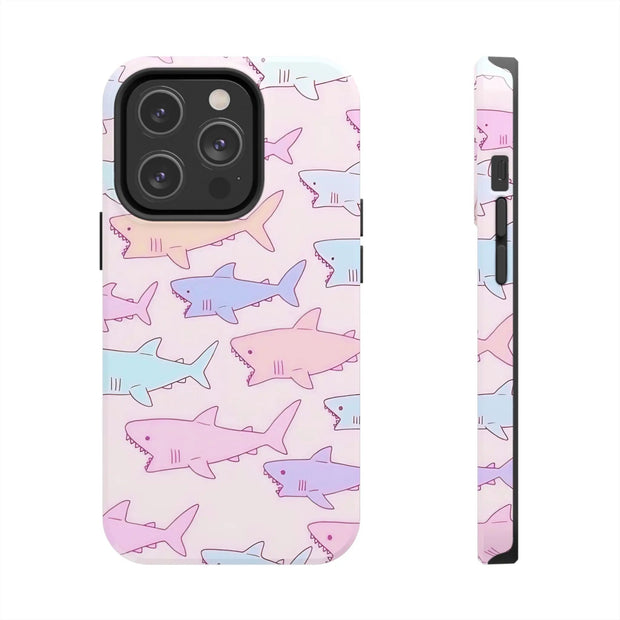 Pastel Shark Pattern Tough Phone Case Printify