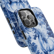 Blue Toile Horse Country Scenic Tough Phone Case LavenderCeleste