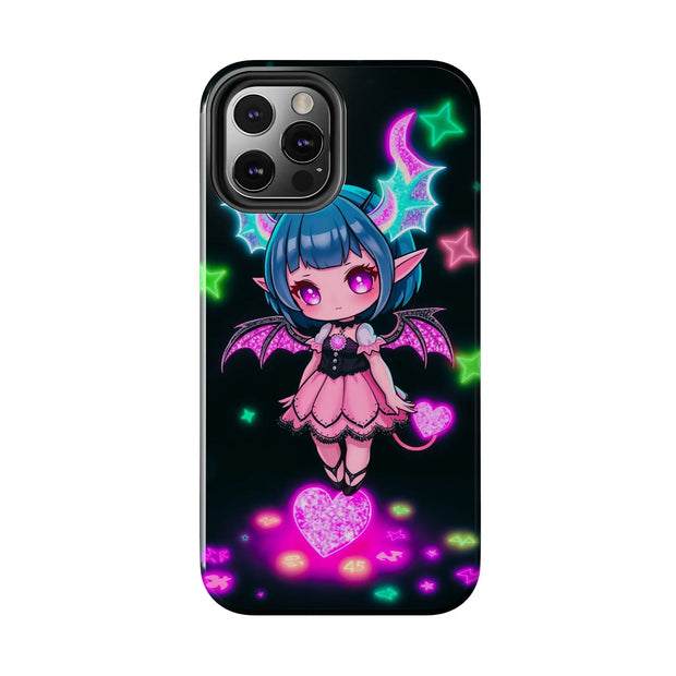Kawaii Gothic Succubus Neon Heart Tough Phone Case