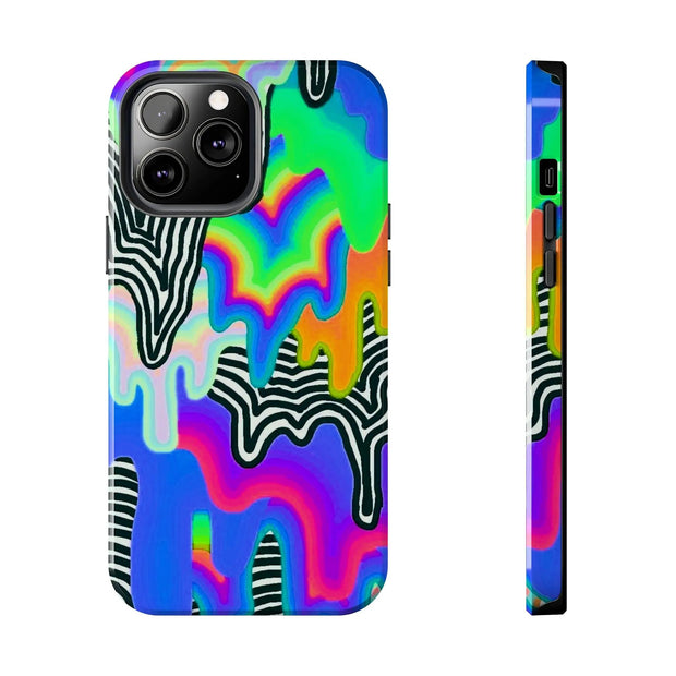 Trippy Technicolor Drip Retro Tough Phone Case LavenderCeleste