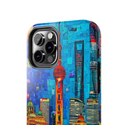Shanghai Skyline Collage Pop Art Tough Phone Case LavenderCeleste