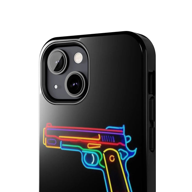 Neon Rainbow Gun Tough Phone Case – Bold Retro Vaporwave Aesthetic Printify