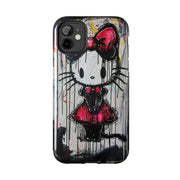 Goth Bow Cat Graffiti Pop Art Tough Phone Case LavenderCeleste