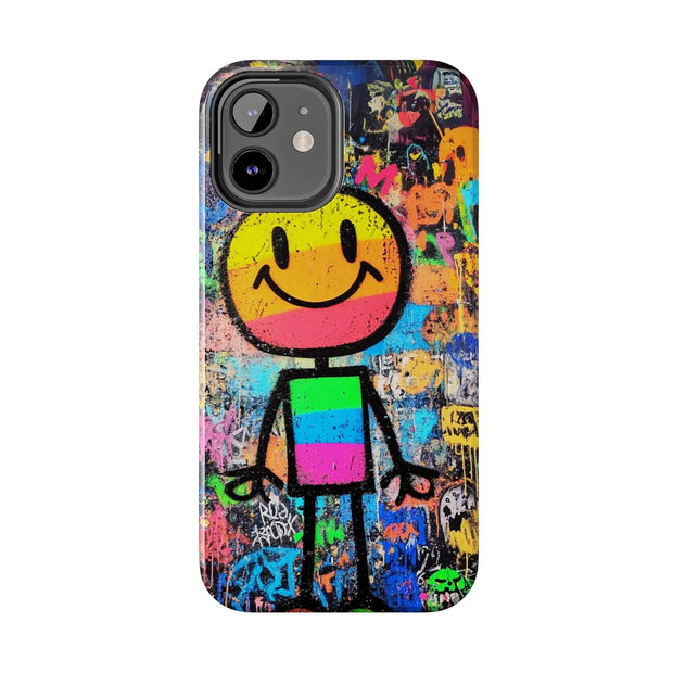 Rainbow Graffiti Smiley Tough Phone Case LavenderCeleste