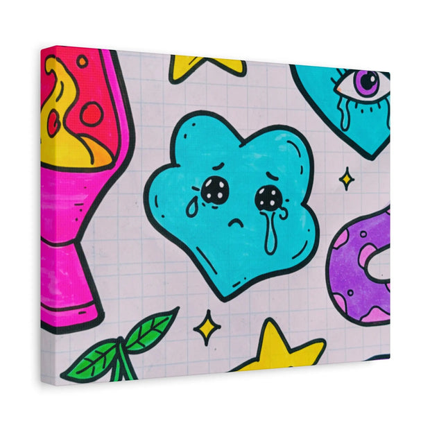 Kawaii Lava Lamp Sad Cloud Snake Matte Canvas Print LavenderCeleste