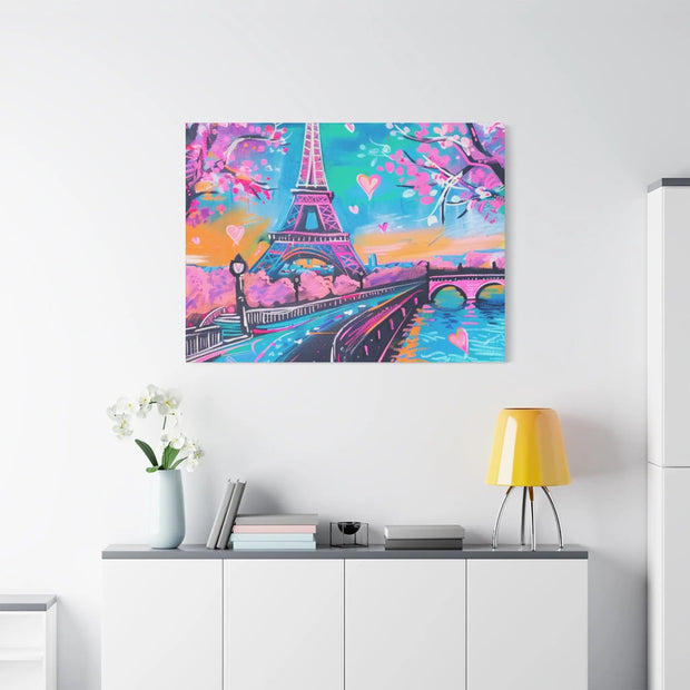 Pink Paris Eiffel Tower Dreamy Matte Canvas Art LavenderCeleste