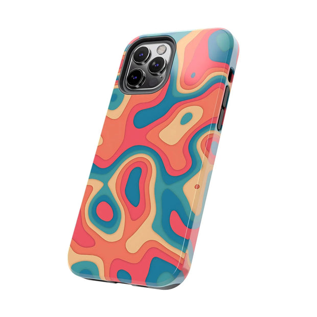 Retro Coral Abstract Mid-Century Tough Phone Case LavenderCeleste