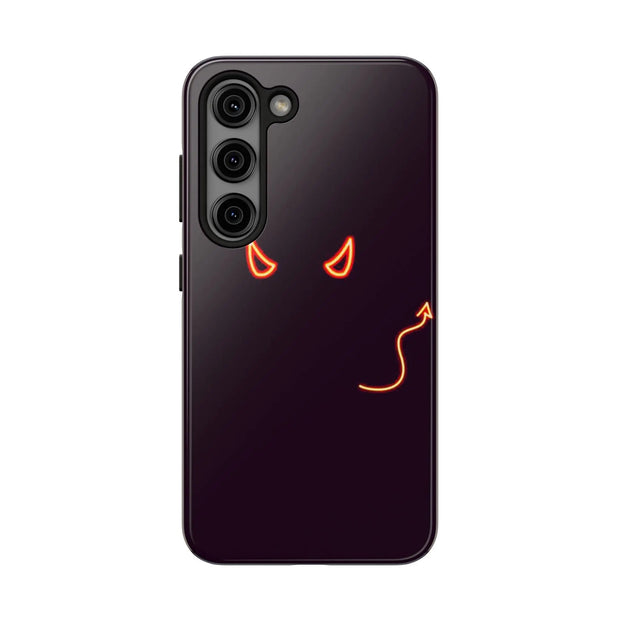 Neon Devil Eyes Tough Phone Case – Minimal Dark Glow Aesthetic Printify