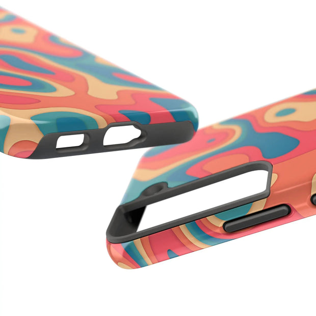 Retro Coral Abstract Mid-Century Tough Phone Case LavenderCeleste