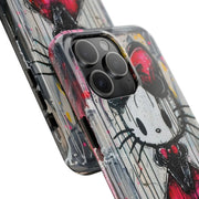 Goth Bow Cat Graffiti Pop Art Tough Phone Case LavenderCeleste