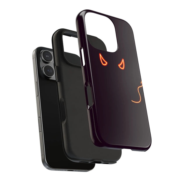Neon Devil Eyes Tough Phone Case – Minimal Dark Glow Aesthetic LavenderCeleste