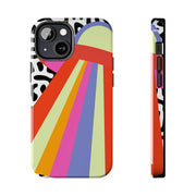 Retro Mod UFO Rainbow Beam Tough Phone Case LavenderCeleste