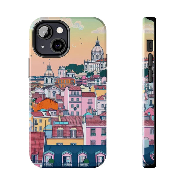 Lisbon Portugal Tough Phone Case – Pastel City Skyline Aesthetic