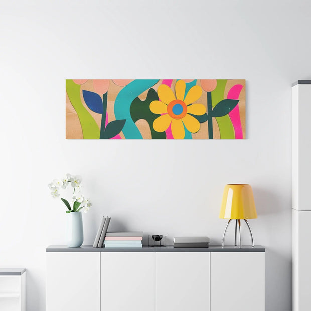 Groovy Paper Cut Flower Matte Canvas Art LavenderCeleste