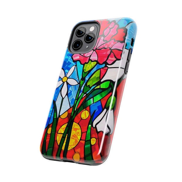 January Carnation Stained Glass Birth Flower Tough Phone Case