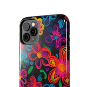 Neon Crochet Floral Tough Phone Case – Vibrant Retro Handmade Pattern Printify