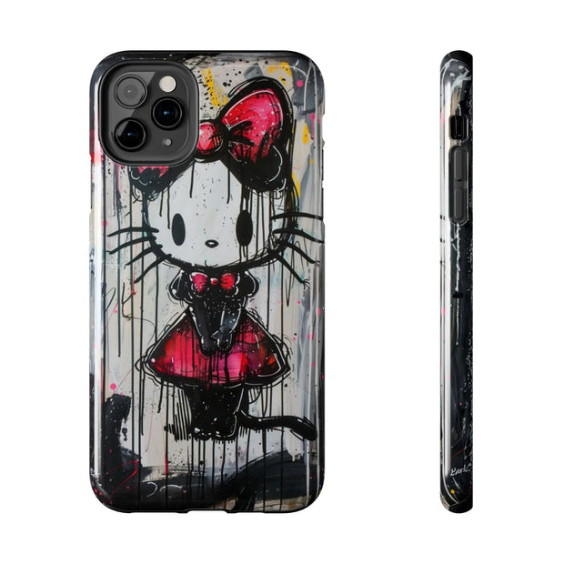 Goth Bow Cat Graffiti Pop Art Tough Phone Case LavenderCeleste