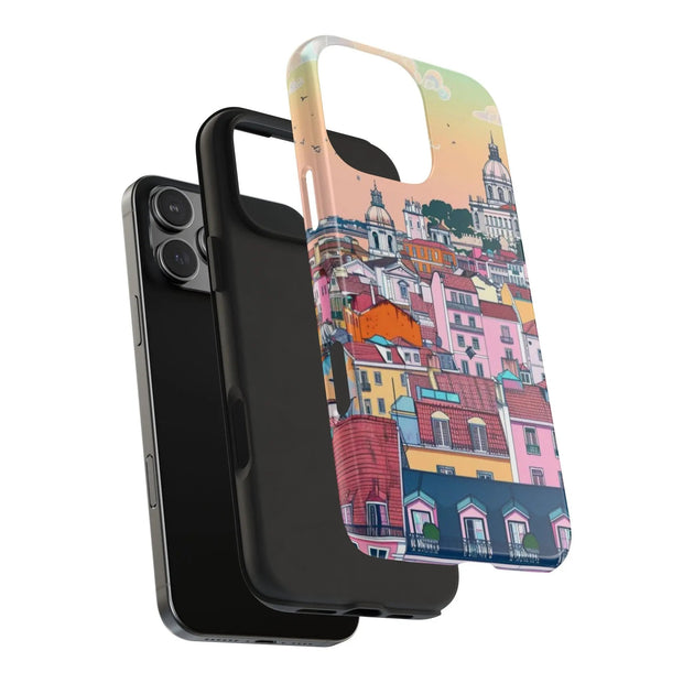 Lisbon Portugal Tough Phone Case – Pastel City Skyline Aesthetic