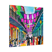 Vibrant New Orleans Jazz Street Matte Canvas – French Quarter Music Scene LavenderCeleste