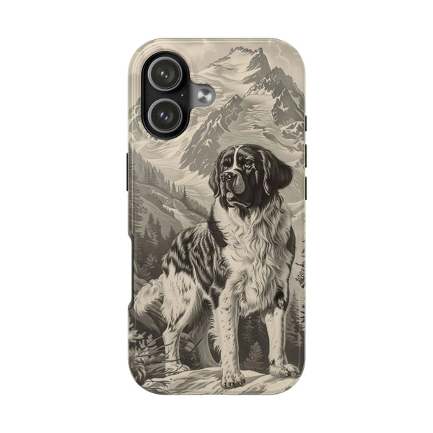 Saint Bernard Toile de Jouy Vintage Tough Phone Case LavenderCeleste