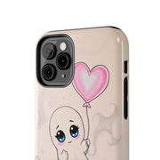 Sad Ghost with Heart Balloon Kawaii Tough Phone Case LavenderCeleste