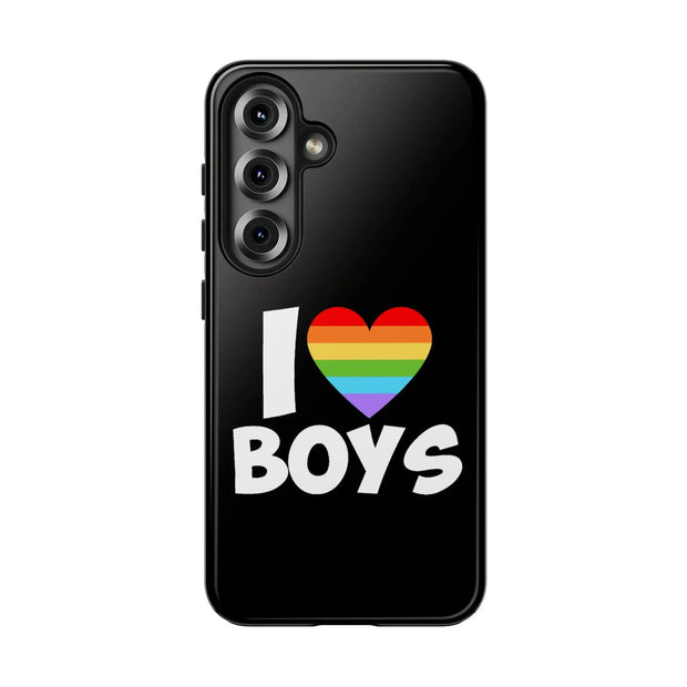 I Love Boys Pride Tough Phone Case – LGBTQ+ Rainbow Heart Design