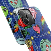 Retro Kidcore Denim Patch Tough Phone Case LavenderCeleste