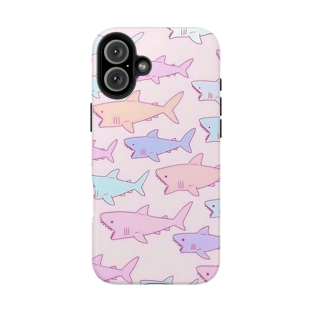 Pastel Shark Pattern Tough Phone Case Printify