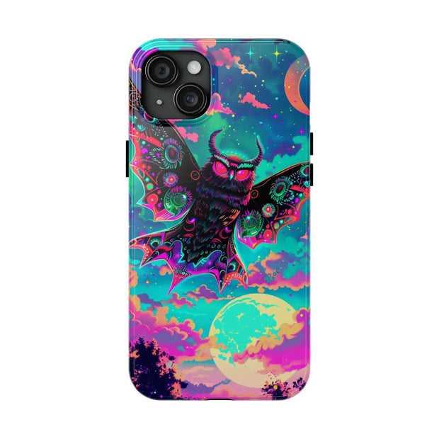 Mothman Tough Phone Case – Psychedelic Neon Cryptid Aesthetic - LavenderCeleste