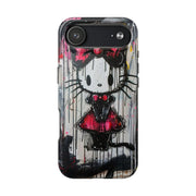 Goth Bow Cat Graffiti Pop Art Tough Phone Case LavenderCeleste