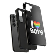 I Love Boys Pride Tough Phone Case – LGBTQ+ Rainbow Heart Design