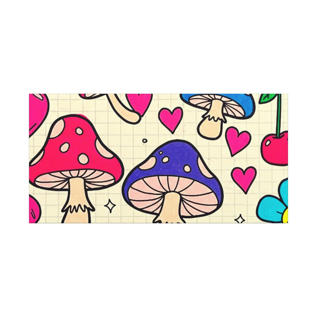 Kawaii Mushroom Cherry Flower Matte Canvas Print LavenderCeleste