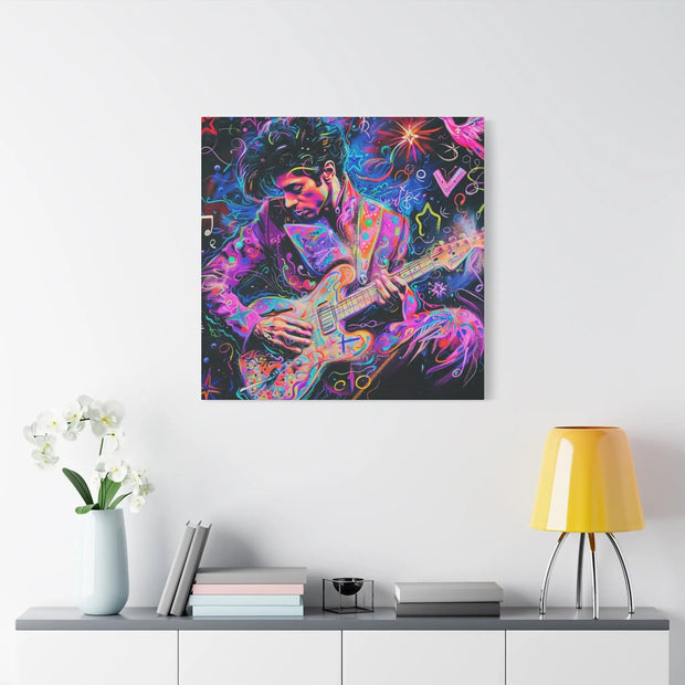 Electric Purple Guitar Legend Matte Canvas Art LavenderCeleste