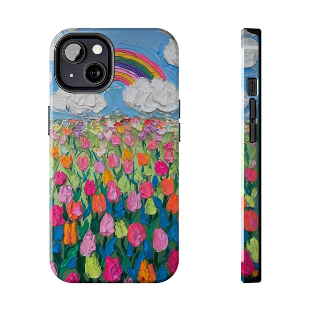 Rainbow Tulip Field Tough Phone Case LavenderCeleste