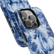 Blue Toile Horse Country Scenic Tough Phone Case LavenderCeleste