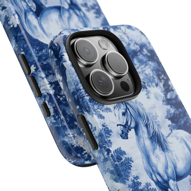 Blue Toile Horse Country Scenic Tough Phone Case LavenderCeleste