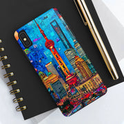 Shanghai Skyline Collage Pop Art Tough Phone Case LavenderCeleste