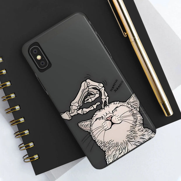 Skeleton Scratch Cat Gothic Humor Tough Phone Case LavenderCeleste
