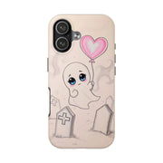 Sad Ghost with Heart Balloon Kawaii Tough Phone Case LavenderCeleste