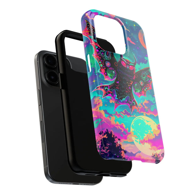 Mothman Tough Phone Case – Psychedelic Neon Cryptid Aesthetic - LavenderCeleste