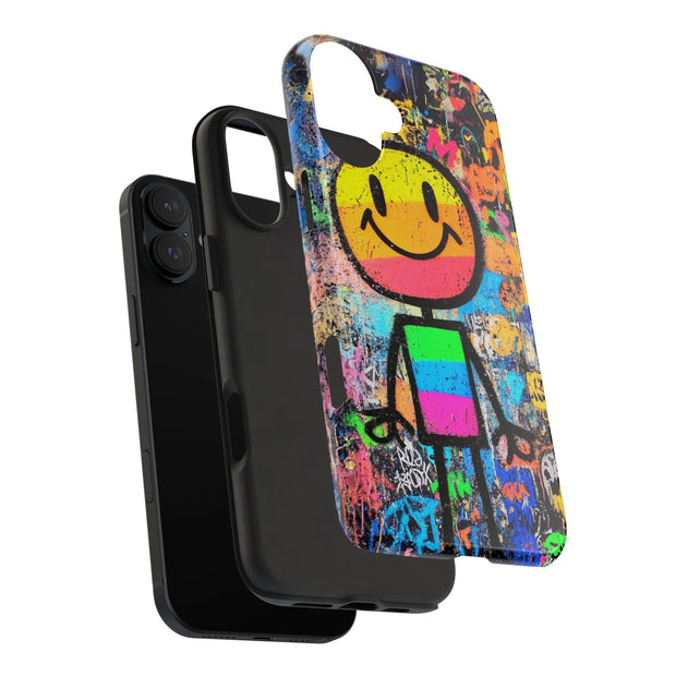Rainbow Graffiti Smiley Tough Phone Case LavenderCeleste